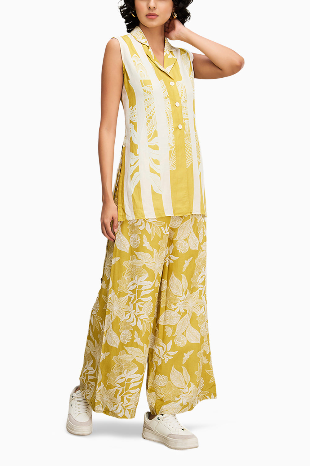 Ahyana Printed Yellow Co Ord Set