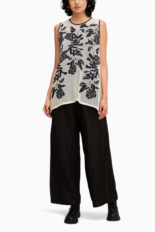 Off White and Black Zinnia Applique Co-ord Set
