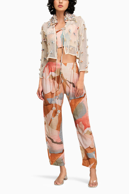 Conversation Embellished Co Ords With Jacket