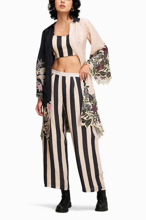 Black Ahyana Printed Co Ord Set With Jacket