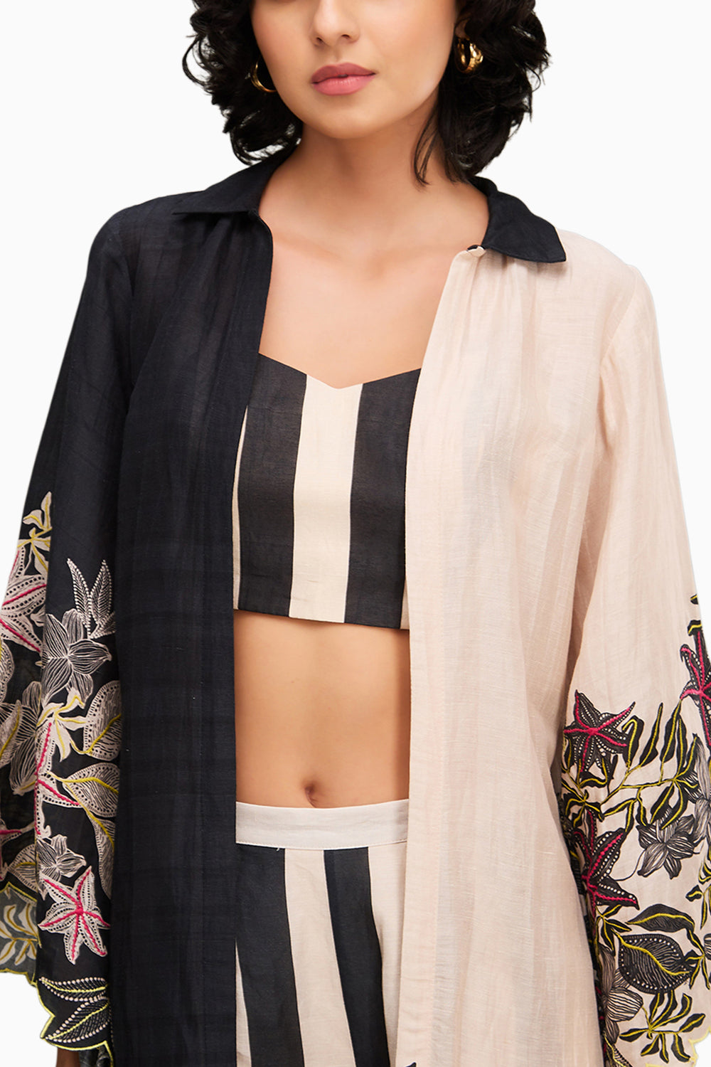 Black Ahyana Printed Co Ord Set With Jacket