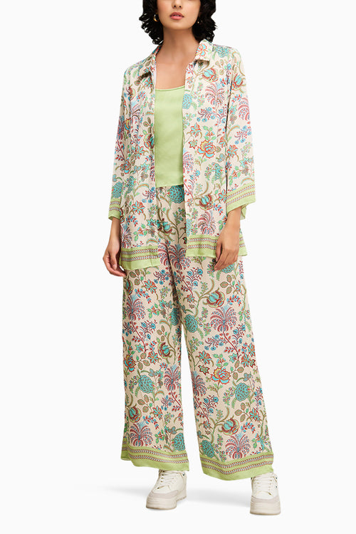 Multicolor Mehr Printed Co Ord Set With Jacket