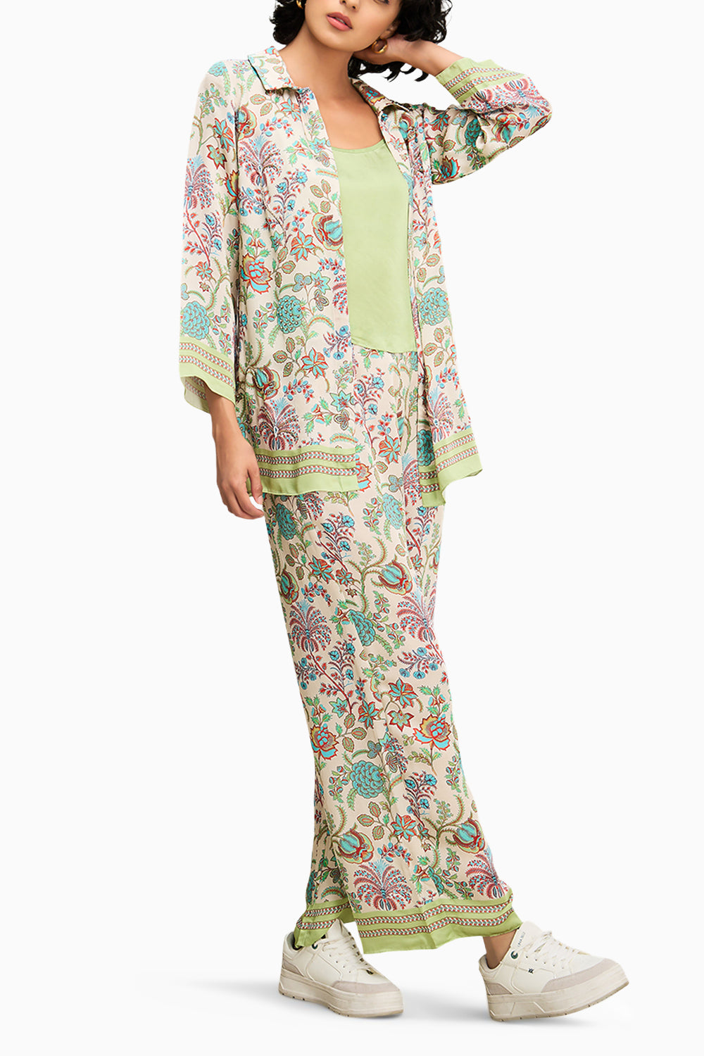 Multicolor Mehr Printed Co Ord Set With Jacket