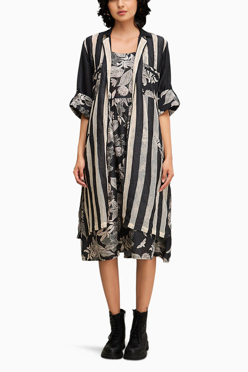 Ahyana Printed Long Dress And Jacket