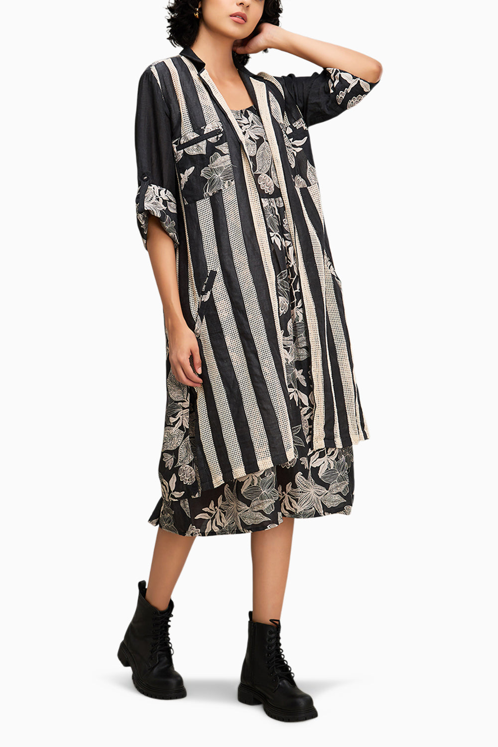 Ahyana Printed Long Dress And Jacket