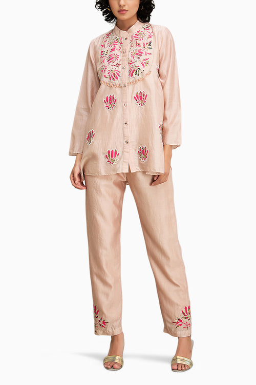 Beige Mehr Applique Co-ord Set