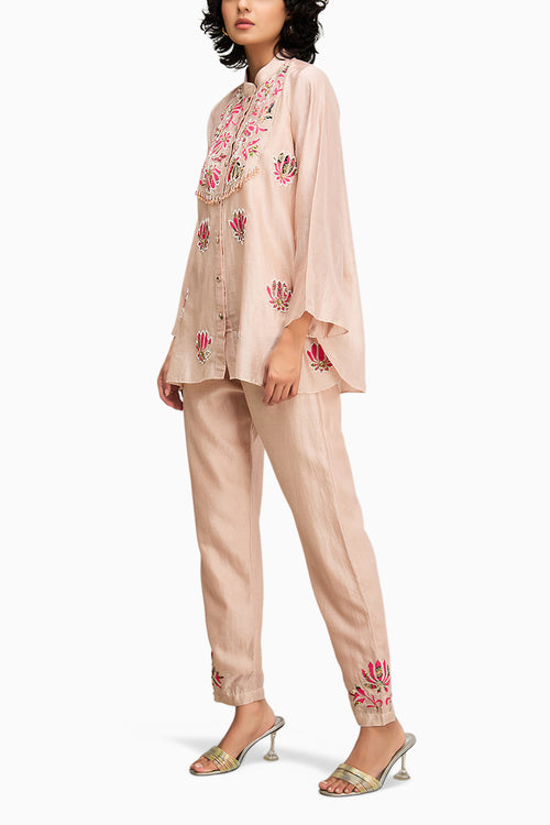 Beige Mehr Applique Co-ord Set