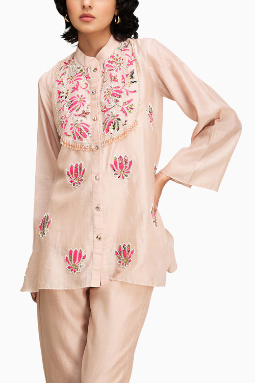 Beige Mehr Applique Co-ord Set