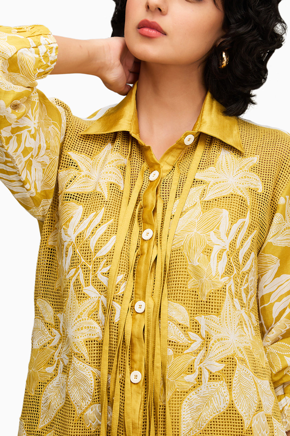 Yellow Ahyana Applique Shirt Dress