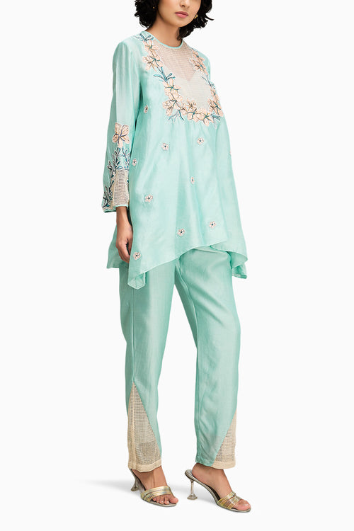 Mint Green Zinnia Applique Co-ord Set