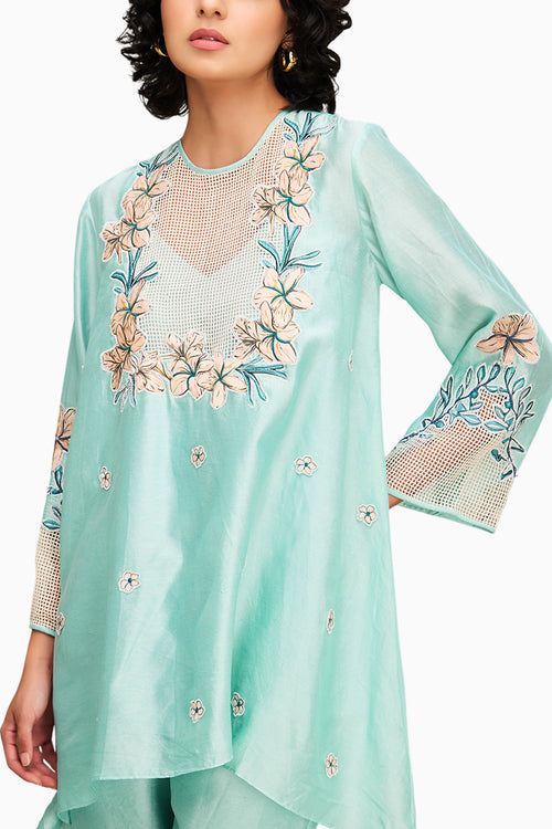 Mint Green Zinnia Applique Co-ord Set