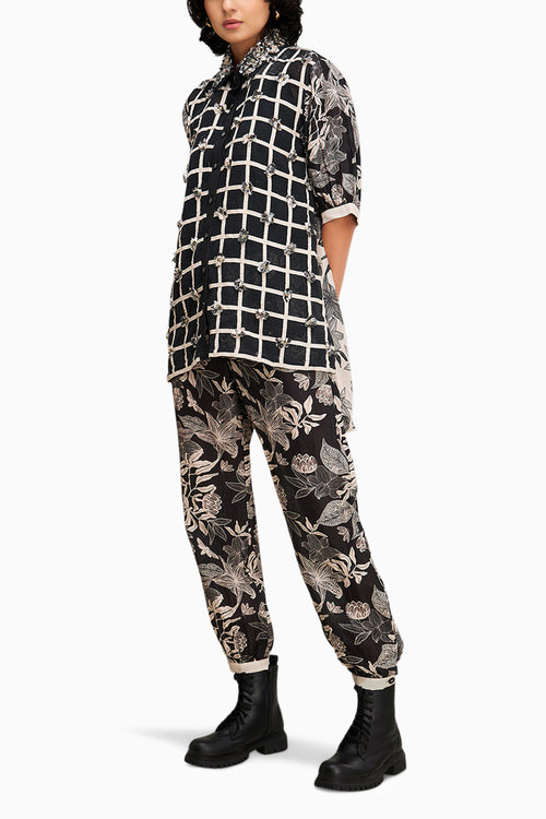 Black Ahyana Applique Co-ord Set