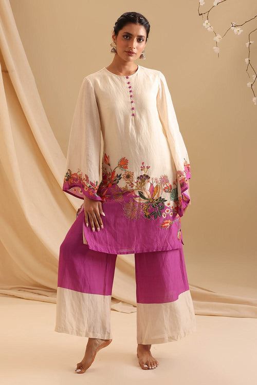 Aarani Embroidered Off White Kurta Set