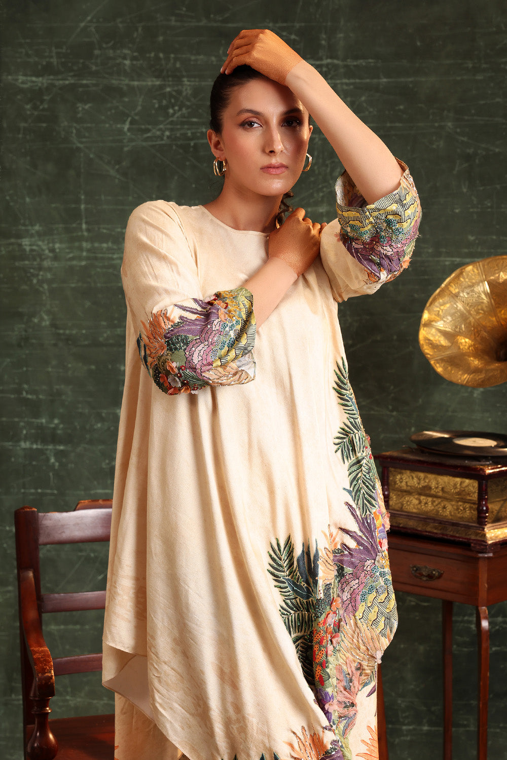 Kaira Emblished Asymmetric  Kurta Set