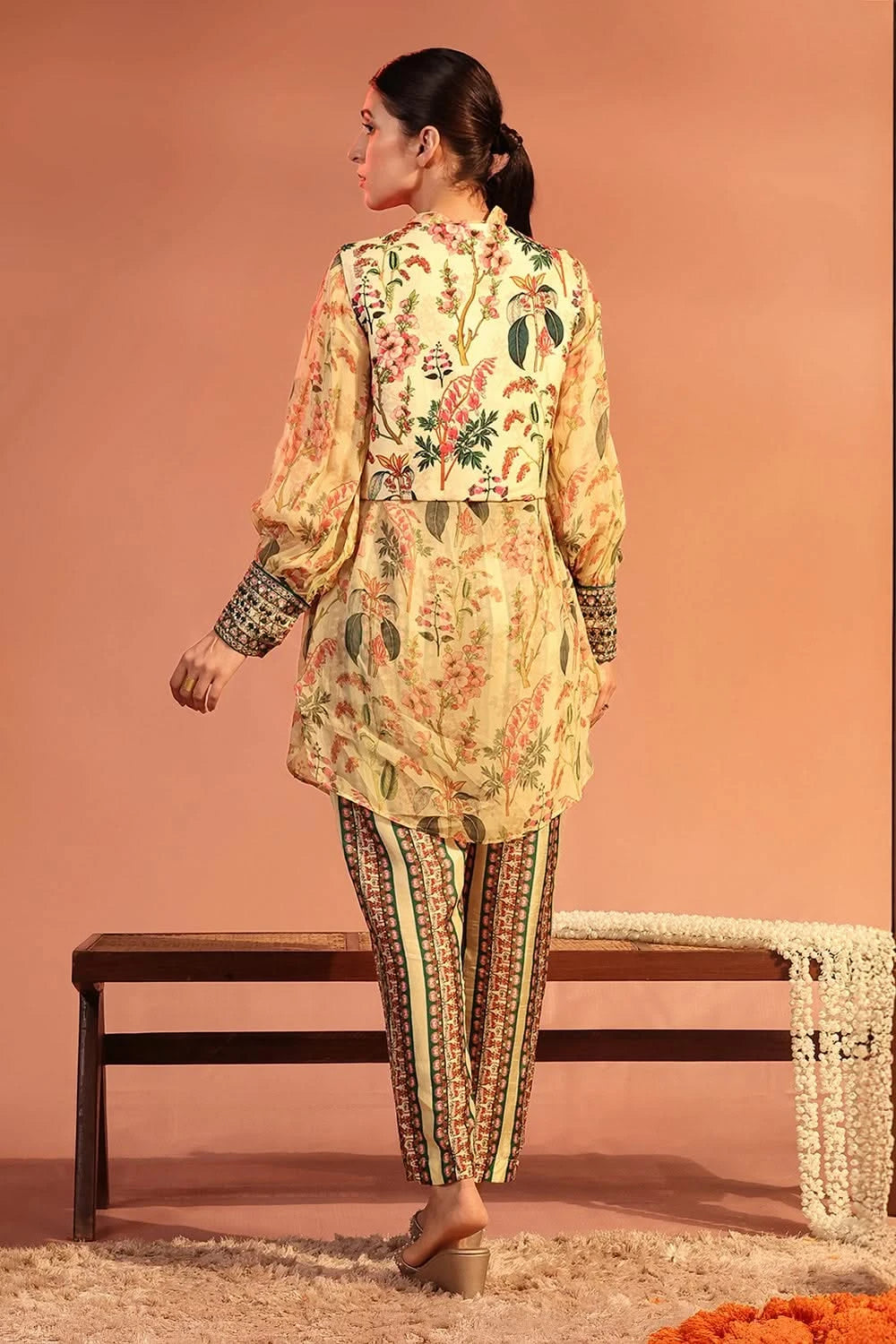 Tamaya Embroidered Cream Kurta Set With Jacket