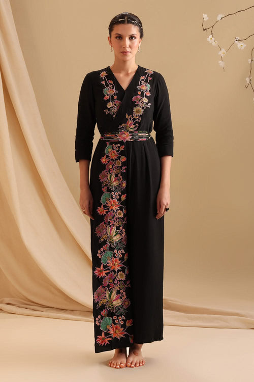 Aarani Applique Overlap Jumpsuit With Belt