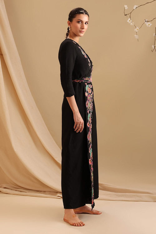 Aarani Applique Overlap Jumpsuit With Belt