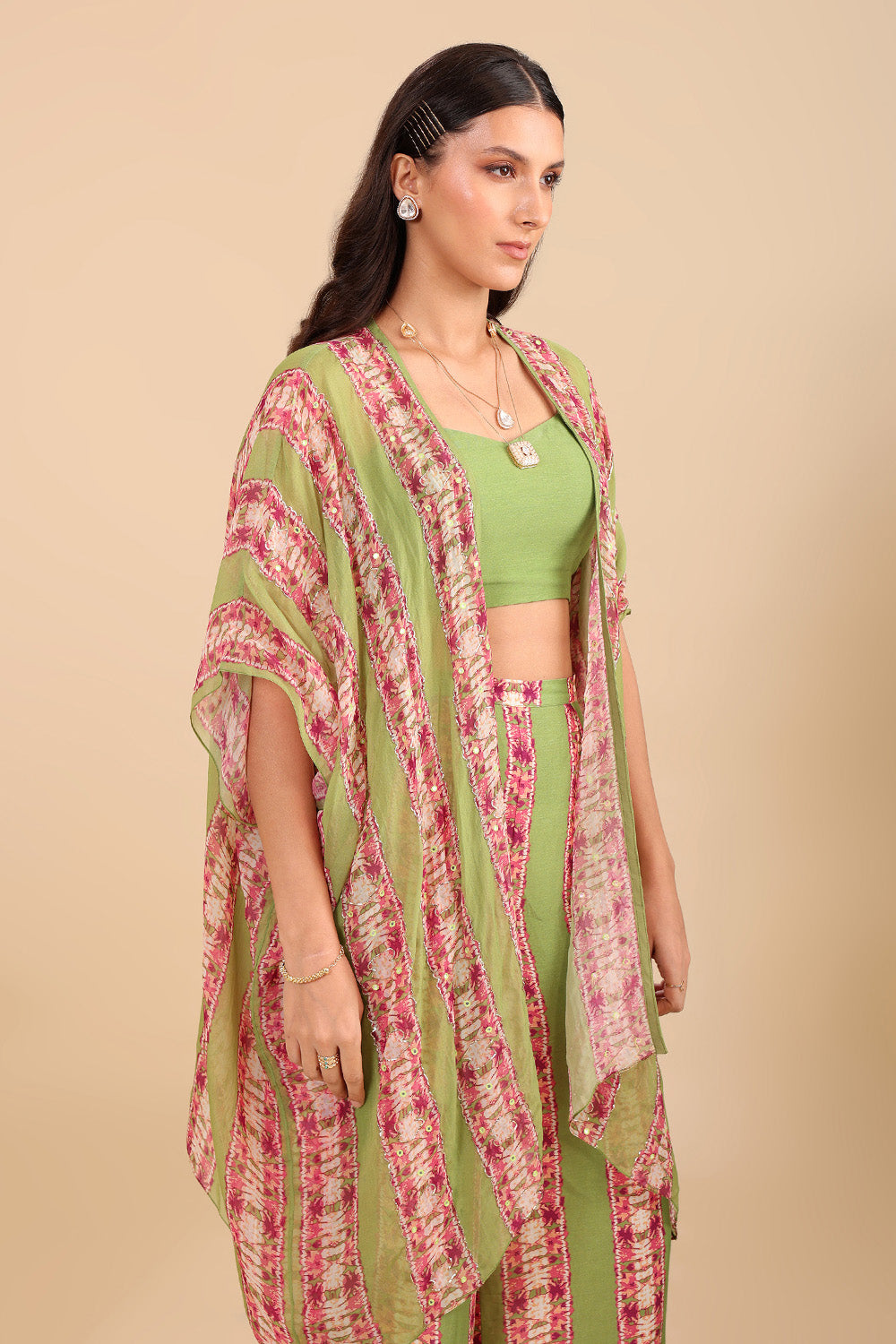 Naqsh Embellished Palazzo Set With Cape