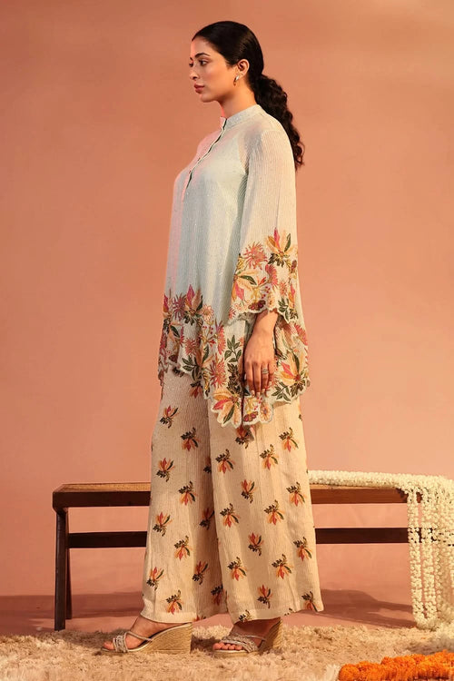Blue Aarani Asymmetric Sequin Co-ord Set