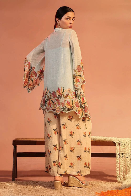 Blue Aarani Asymmetric Sequin Co-ord Set