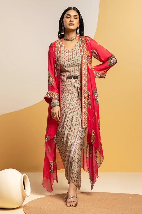 Taarani Embellished Drape Dress Set
