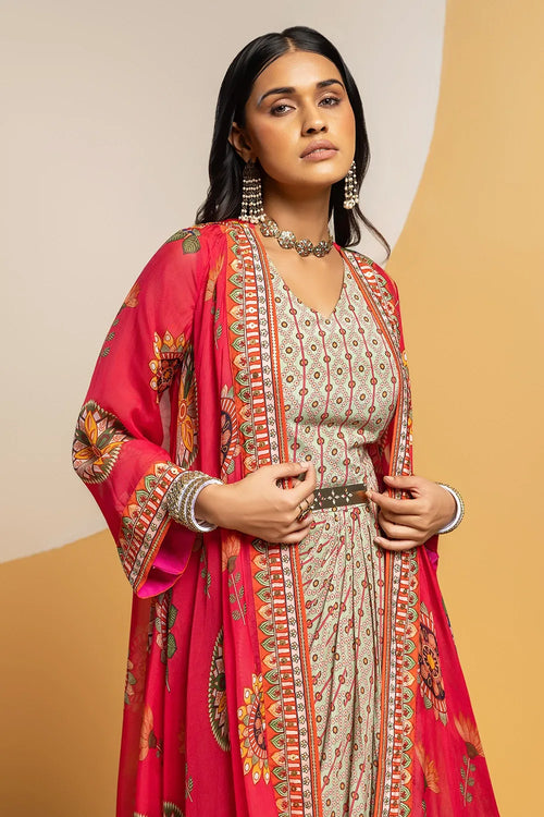 Taarani Embellished Drape Dress Set