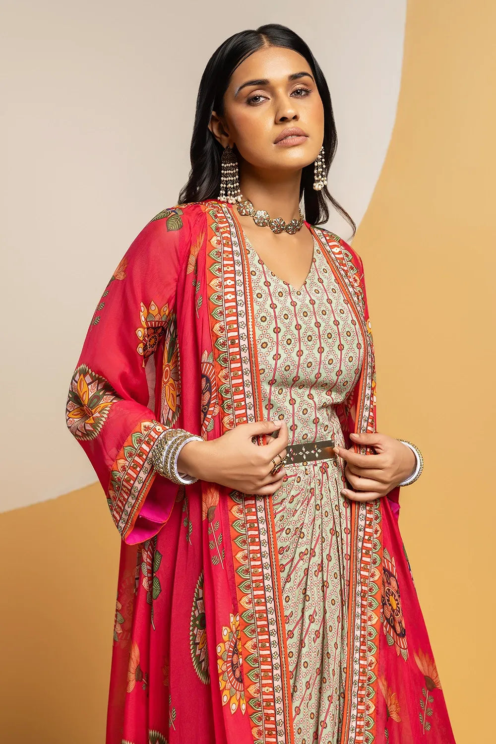 Taarani Embellished Drape Dress Set