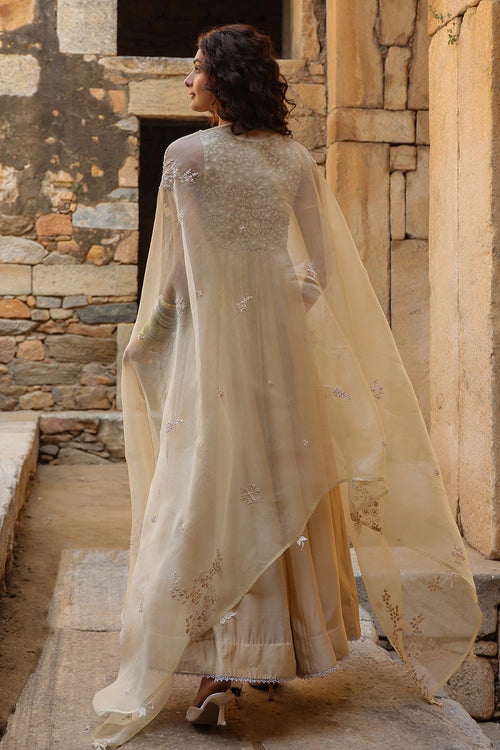 Vaayu Ivory Sleeveless Kalidar Set