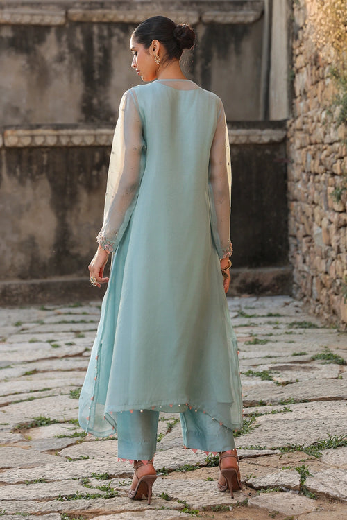 Vaayu Light Blue Heavy Neck Kurta Set