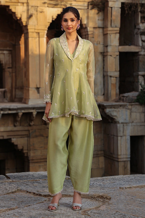 Vaayu Green Short Kalidar Set