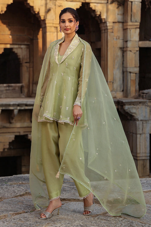 Vaayu Green Short Kalidar Set