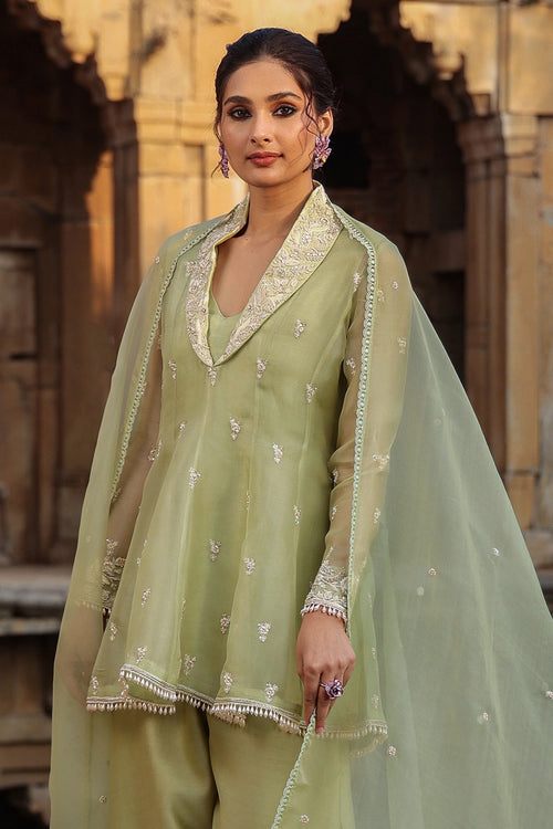 Vaayu Green Short Kalidar Set