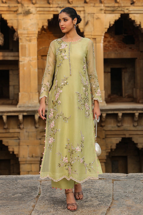 Vaayu Green Multicolor Jaal Kurta Set