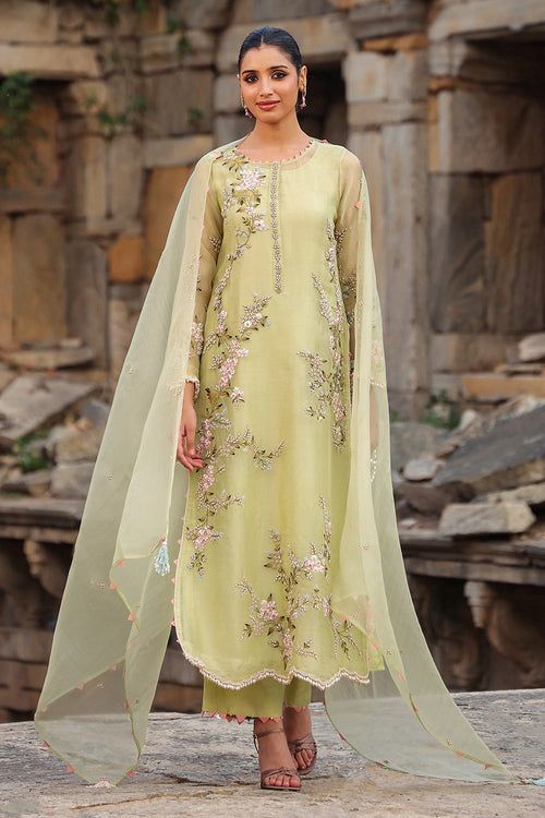 Vaayu Green Multicolor Jaal Kurta Set