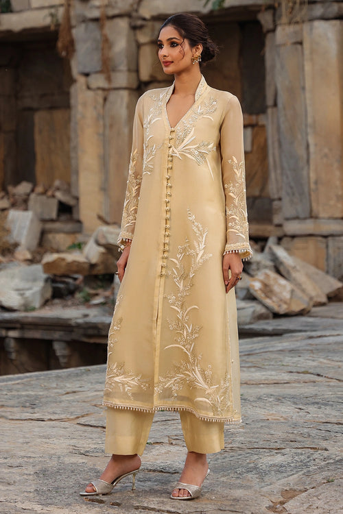 Vaayu Beige Heavy Jacket Kurta Set