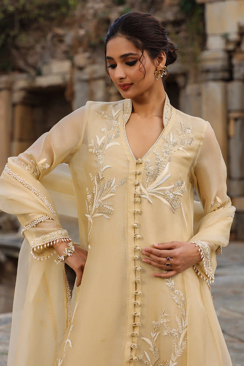 Vaayu Beige Heavy Jacket Kurta Set