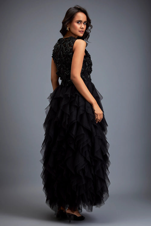 Swarovski High-neck Top With Tulle Skirt