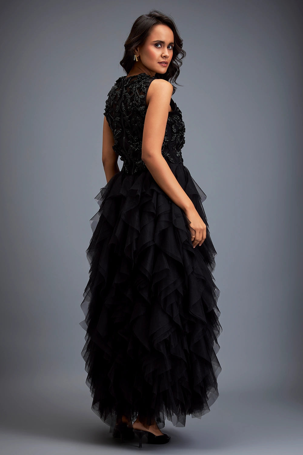 Swarovski High-neck Top With Tulle Skirt
