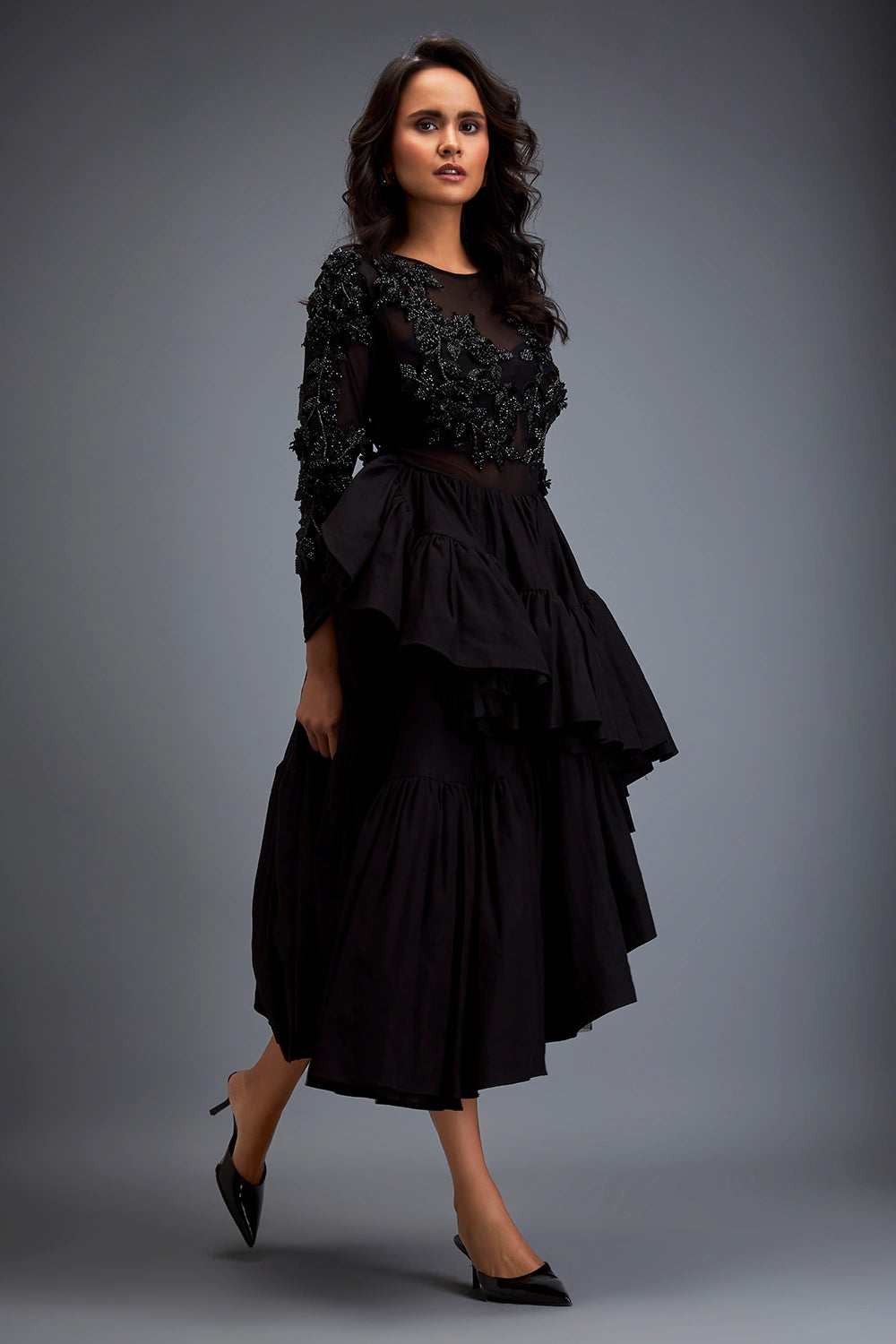 Swarovski Crystal Bodice With Ruffled Skirt