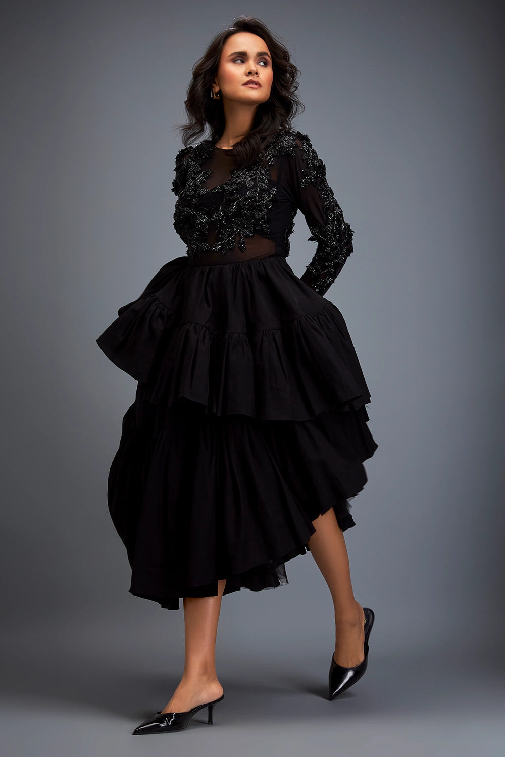 Swarovski Crystal Bodice With Ruffled Skirt