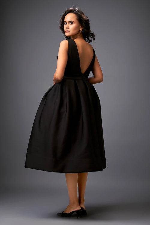Elegant Black Top With  Voluminous Skirt