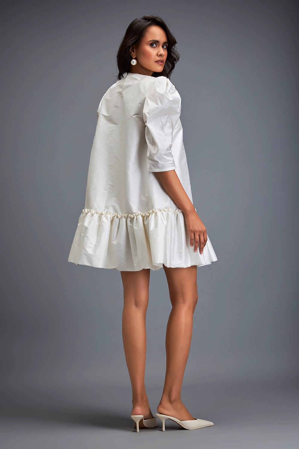 White Swarovski Top And Skirt