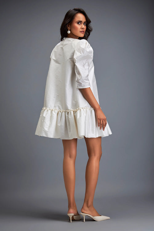 White Swarovski Top And Skirt
