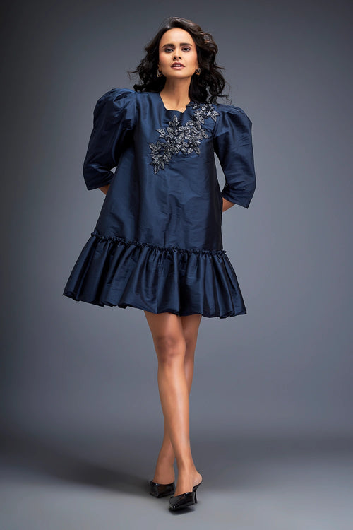 Blue Swarovski Top And Skirt