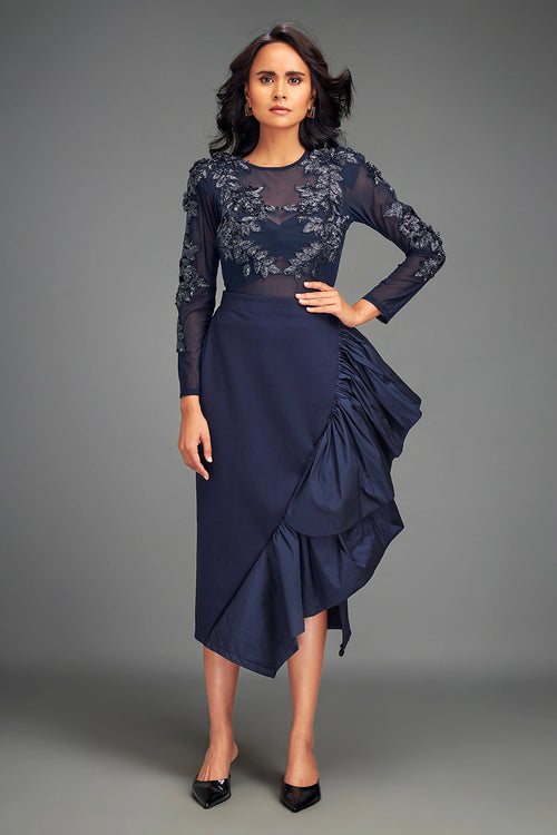 Blue Swaroski Asymmetric Co-ord Set