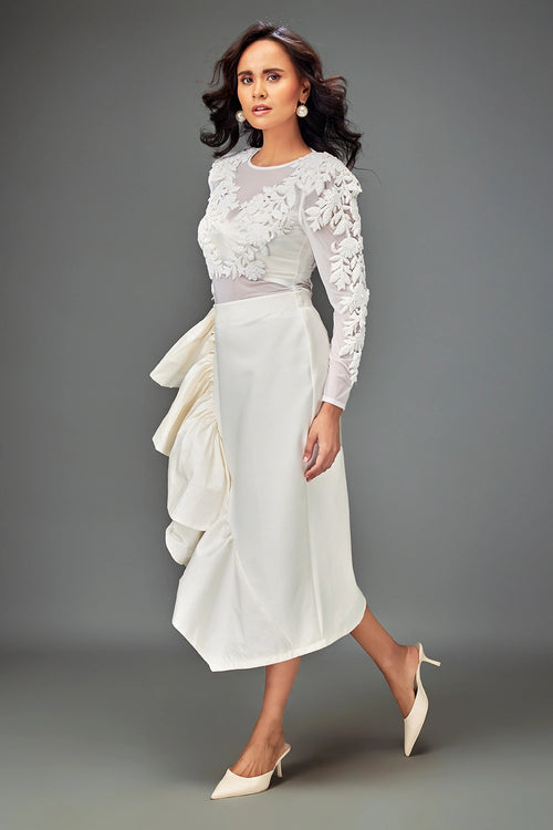 White Swaroski Asymmetric Co-ord Set
