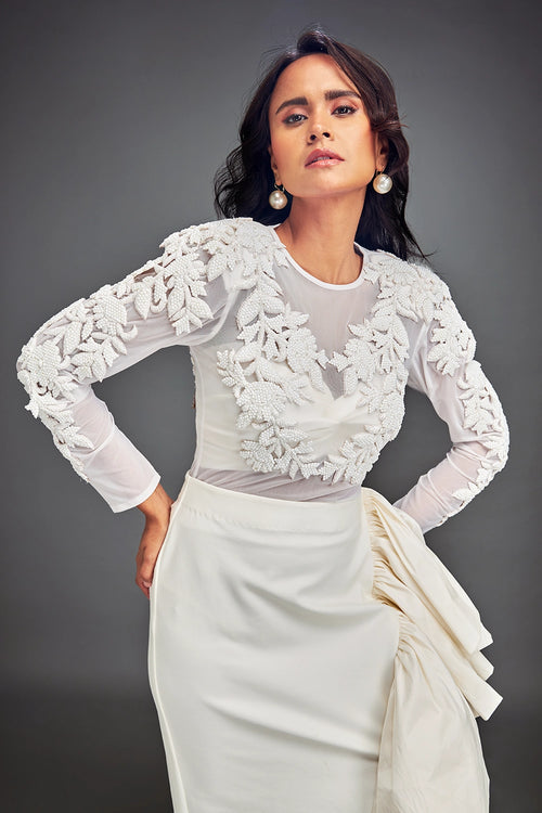 White Swaroski Asymmetric Co-ord Set