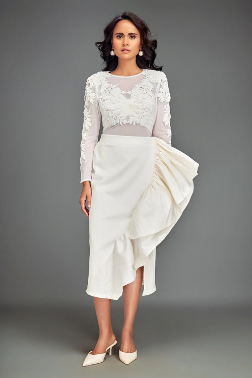 White Swaroski Asymmetric Co-ord Set