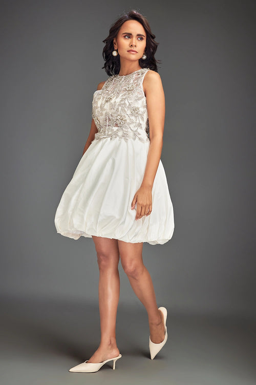 White Swaroski Embellished Dress