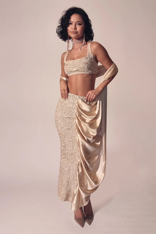 Alabaster Satin Pearl Bralette